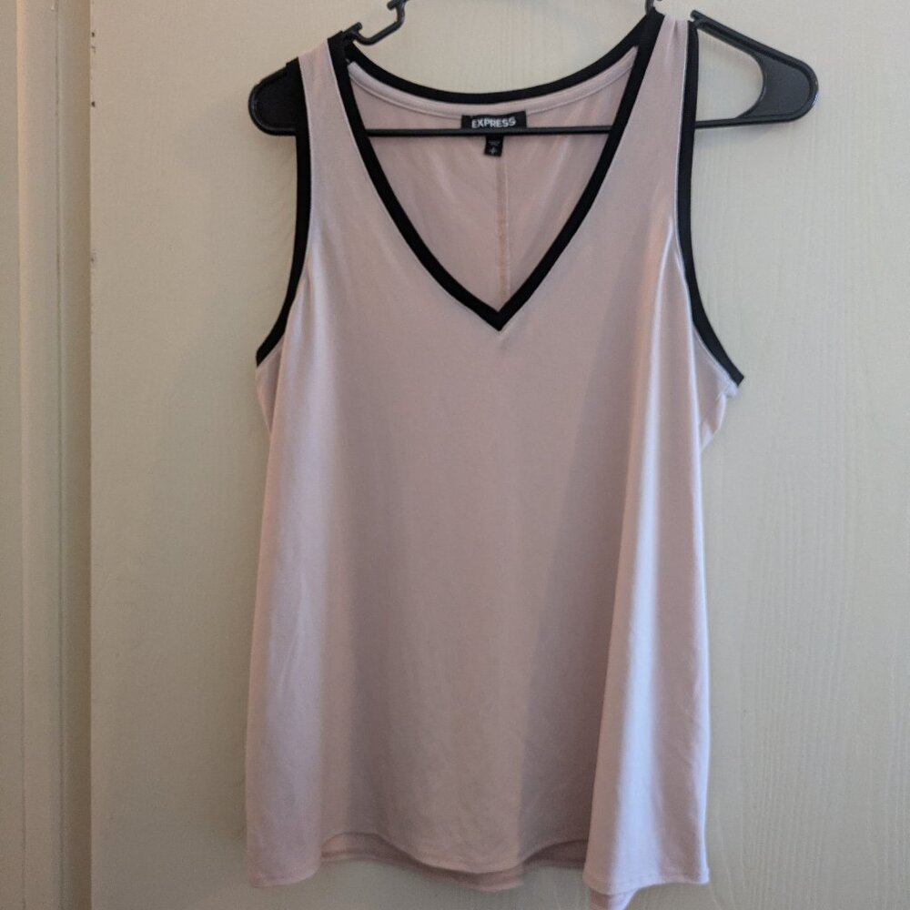 Express Baby Pink Black Trim Detail Sleeveless Tank Size Small